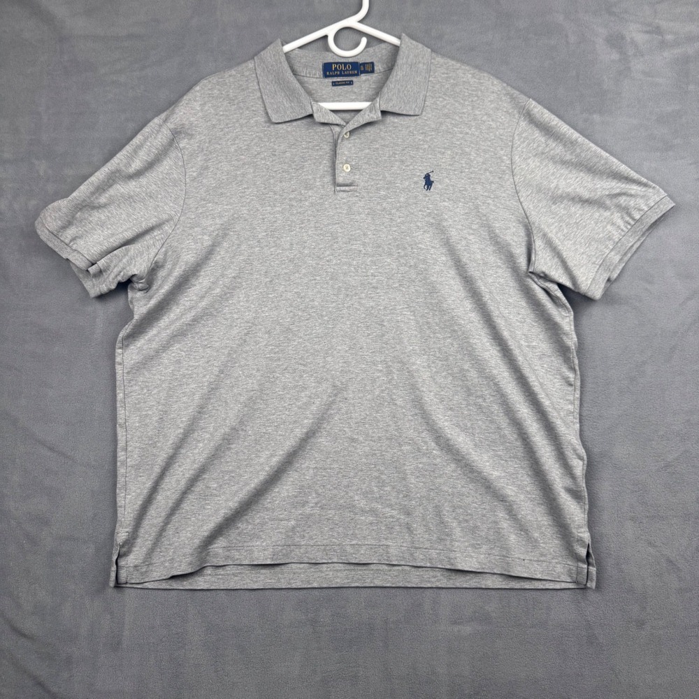 Polo Ralph Lauren Mens XL Classic Fit Grey Short Sleeve Pony Logo Polo Shirt